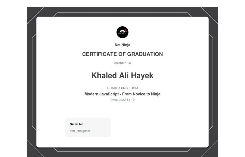 Net ninja certificate image